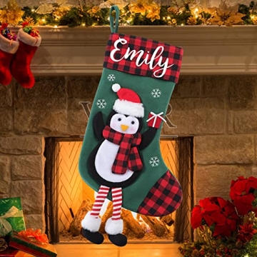 Personalized Buffalo Plaid Christmas Stockings with Name