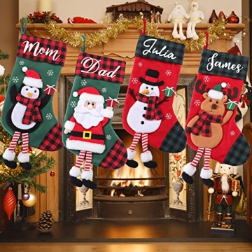 Personalized Buffalo Plaid Christmas Stockings with Name