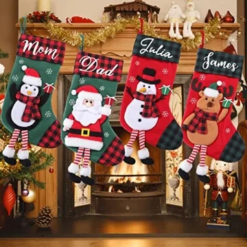 Personalized Buffalo Plaid Christmas Stockings with Name