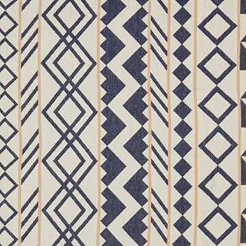 Amazon Brand – Rivet Global Inspired Geometric Throw Blanket, Soft and Stylish, 50" x 60", Navy/Natural