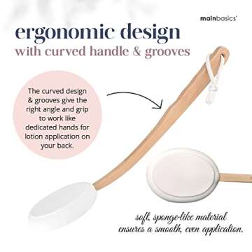 MainBasics Lotion Applicator for Back - Long Handle, Washable, Ideal for Self and Elderly, Apply Lot...