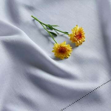 Solino Home Hemstitch Linen Placemats 19" L x 14" W Inch - 100% Pure Linen Dusty Blue Easter Cloth Placemats Set of 4 - Classic Hemstitch, Washable Fabric Table Mats