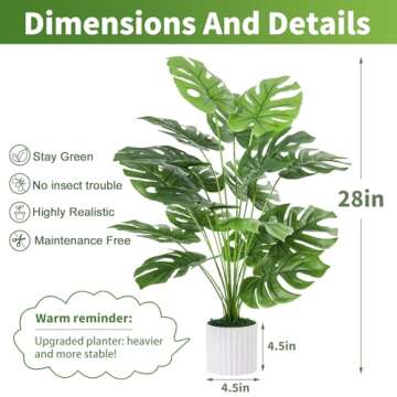 Guheake 28" Fake Plants Large, Artificial Monstera Faux Plants Indoor Tall for Floor Home Office Farmhouse Bedroom Decor