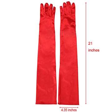 Xuhan Women's Elegant 21" Long Red Satin Evening Gloves