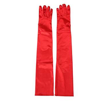 Xuhan Women's 21" Long Evening Satin Gloves - Red