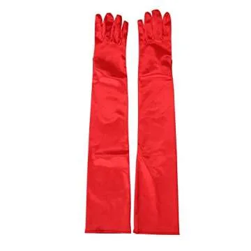 Xuhan Women's 21" Long Evening Satin Gloves - Red