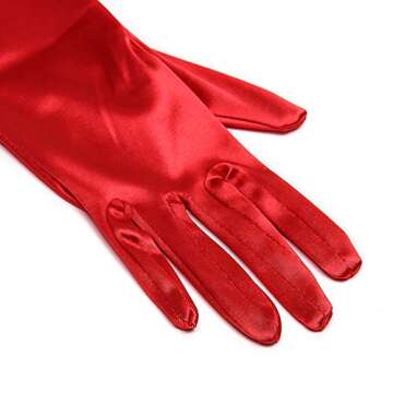 Xuhan Women's 21" Long Evening Satin Gloves - Red
