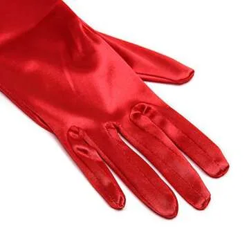 Xuhan Women's 21" Long Evening Satin Gloves - Red