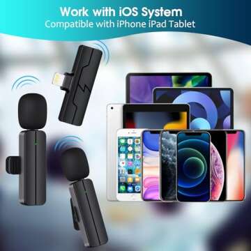 PGDLOF Wireless Lavalier Lapel Microphone for iPhone iPad - Mini Video Recording Mic for Content Creator - Clip-on Microphones for YouTube Tiktok Vlog Livestream & Podcast