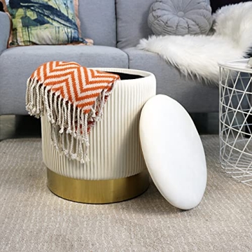 YYW HOME Round Velvet Ottoman Set - Stylish Storage & Seating