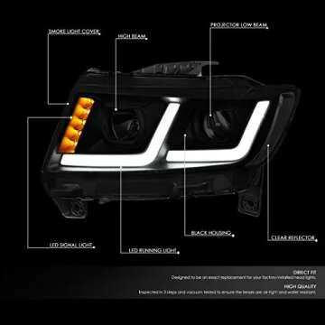 Auto Dynasty LED DRL Headlight Assembly for 2011-2013 Jeep Grand Cherokee - Black Smoked Lens