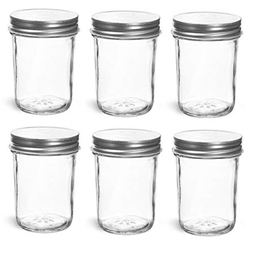 Nakpunar 6 pcs 8 oz Mason Jars with Silver Lids - Perfect for Jams, Honey, Wedding & Shower Favors
