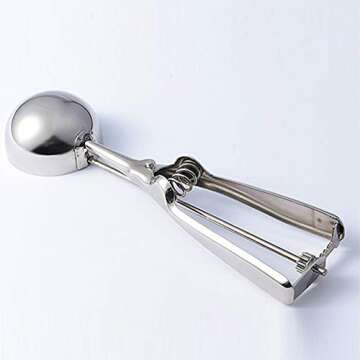 3 PCS Ice Cream Scoop with Trigger Release,Perfect Muffin Cookie Scoops Set,Professional Stainless Steel Ice Cream Scoop Set for Melon Ball, Cupcake, Muffin, Meatball Include Large Medium Small Size.