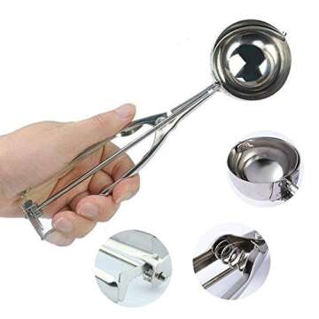 3 PCS Ice Cream Scoop with Trigger Release,Perfect Muffin Cookie Scoops Set,Professional Stainless Steel Ice Cream Scoop Set for Melon Ball, Cupcake, Muffin, Meatball Include Large Medium Small Size.