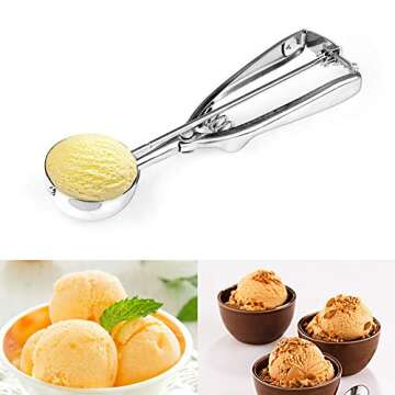 3 PCS Ice Cream Scoop with Trigger Release,Perfect Muffin Cookie Scoops Set,Professional Stainless Steel Ice Cream Scoop Set for Melon Ball, Cupcake, Muffin, Meatball Include Large Medium Small Size.