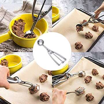 3 PCS Ice Cream Scoop with Trigger Release,Perfect Muffin Cookie Scoops Set,Professional Stainless Steel Ice Cream Scoop Set for Melon Ball, Cupcake, Muffin, Meatball Include Large Medium Small Size.