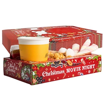Christmas Movie Night Snack Trays - 20 Pcs Paper Snack Boxes for Festive Fun