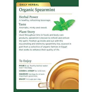 Traditional Medicinals Organic Spearmint Herbal Tea, Healthy & Refreshing, (Pack of 1) - 16 Tea Bags