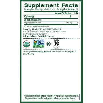 Traditional Medicinals Organic Spearmint Herbal Tea, Healthy & Refreshing, (Pack of 1) - 16 Tea Bags