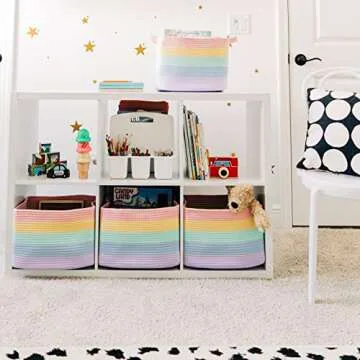 Stylish OrganiHaus Rainbow Storage Baskets Set of 3