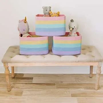 Stylish OrganiHaus Rainbow Storage Baskets Set of 3
