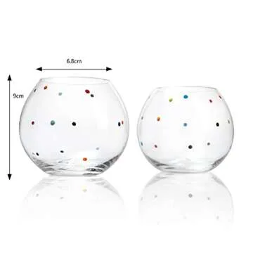 Polka Dot Stemless Bubble Wine Glass Set of 2, Unique Design