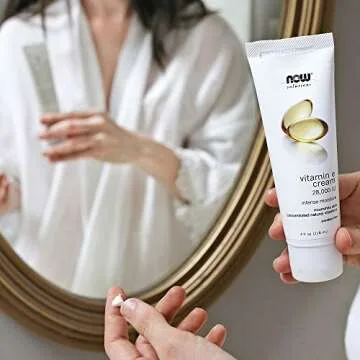 NOW Foods Solutions, Vitamin E Cream 28,000 IU, Intense Moisture, Concentrated Vitamin E, 4-Ounce