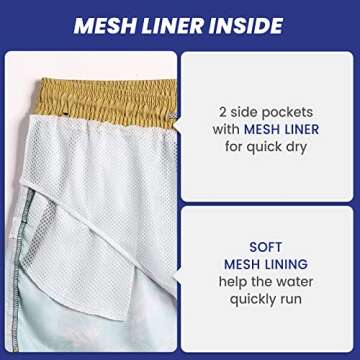 maamgic Mens Short 80s 90s Vintage Swim Trunks with Mesh Lining Quick Dry Bathing Suit Board Shorts Floral Dark Green Medium