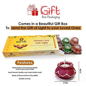 SATVIK 10 Pc Set Matki Clay Diya Diwali Wax Filled Dia for Puja Pooja Traditional Handmade Terracott...