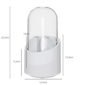 Benkaim Makeup Brush Holder Organizer, Dustproof & Waterproof 360 Rotating Cosmetics Acrylic Make up Brush Container Storage with Lid for Vanity Desktop Bathroom Countertop (White)