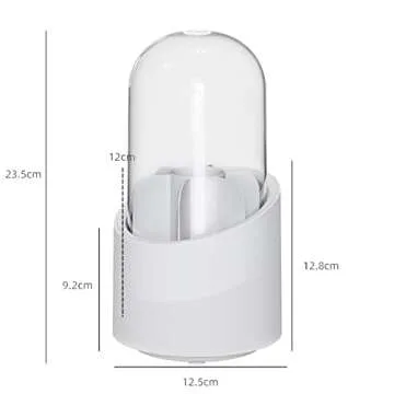 Benkaim Makeup Brush Holder Organizer, Dustproof & Waterproof 360 Rotating Cosmetics Acrylic Make up Brush Container Storage with Lid for Vanity Desktop Bathroom Countertop (White)