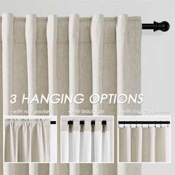 102 Inch Long Curtains for Living Room 2 Panels Set Sand Beige Neutral Linen Full Light Blocking Drapes with White Backing for Bedroom Back Tab Blackout Thermal Curtains for Summer Heat 52X102