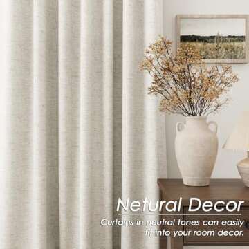 102 Inch Long Curtains for Living Room 2 Panels Set Sand Beige Neutral Linen Full Light Blocking Drapes with White Backing for Bedroom Back Tab Blackout Thermal Curtains for Summer Heat 52X102