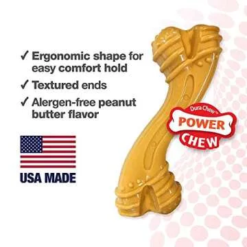Nylabone 2 Pack of Allergen-Free Peanut Butter Flavor Comfort Hold Power Chew Bone, Giant, Dental Chew Dog Toy