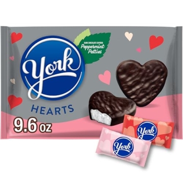 YORK Dark Chocolate Peppermint Patties Hearts - 9.6 oz Bag for Valentine's Day