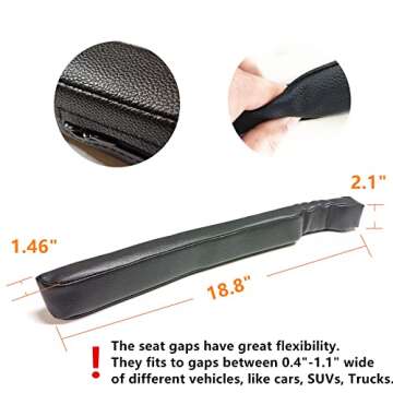 LIBRALUX Leather Seat Gap Filler Universal for Car SUV, Truck to Fill The Gap Between Seat and Console Black Crevice Plug Drop Blocker Stopper Catcher 2 Pack LB