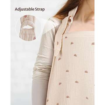 Blissful Diary Muslin Nursing Cover for Breastfeeding, Breathable Breastfeeding Cover up with Arch Neckline for Women, Nursing Apron (Rainbow)