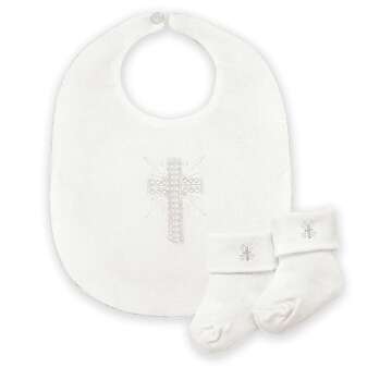 Infant Personalized Christening Bib & Booties Set