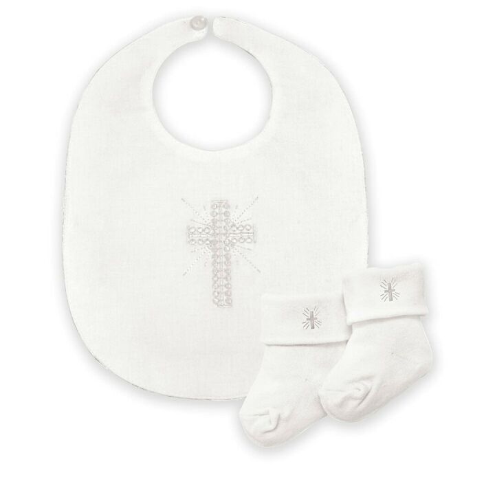 Infant Personalized Christening Bib & Booties Set