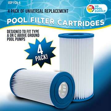 U.S. Pool Supply Pack of 4 Universal Replacement Filter Cartridges for Pools