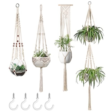 Mkono Macrame Plant Hangers Set of 4 for Decor