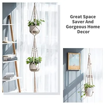 Mkono Macrame Plant Hangers Set of 4 for Decor