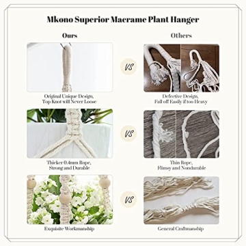 Mkono Macrame Plant Hangers Set of 4 for Decor