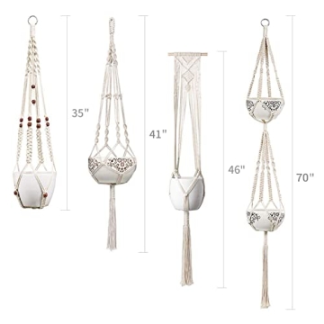 Mkono Macrame Plant Hangers Set of 4 for Decor