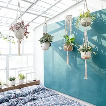 Mkono Macrame Plant Hangers Set of 4 for Decor