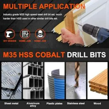 COMOWARE Cobalt Drill Bit Set- 15Pcs M35 High Speed Steel Twist Jobber Length for Hardened Metal, Stainless Steel, Cast Iron and Wood Plastic with Indexed Storage Case, 1/16"-3/8"