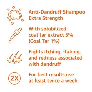 Amazon Basics Therapeutic Plus Coal Tar Anti-Dandruff Shampoo Extra Strength 1% Coal Tar, 6 Fl Oz, Pack of 1