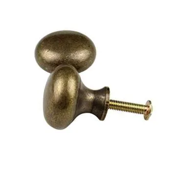 RZDEAL 4 PCS 1.0'' x 0.9'' Antique Style Brass Simple and Elegant Pulls Solid Hardware Knobs for Furniture Cabinet Closet Drawer Box Door Handles(Antique Brass)