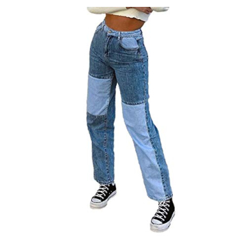 Fashionable High Waisted Patchwork Jeans for Women
