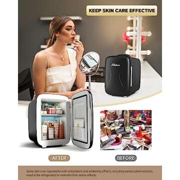 BEICHEN Mini Fridge [Upgrade], Small Fridge Rapid Cooling 4 Liter/6 Cans Skincare Fridge, Cooler and...
